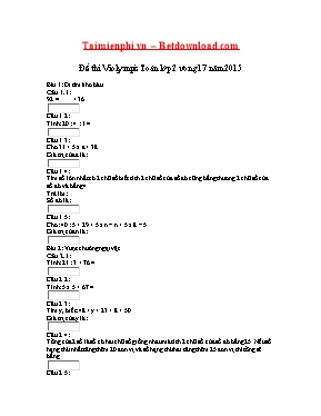 Đề và đáp án thi Violympic môn Toán lớp 2 vòng 9 - Năm học 2015-2016